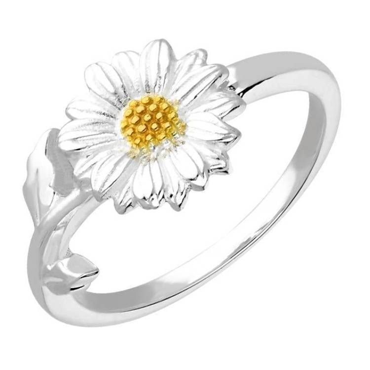 Yellow Gold Plated Sterling Silver Daisy Ring - Option1 Value Yellow Gold