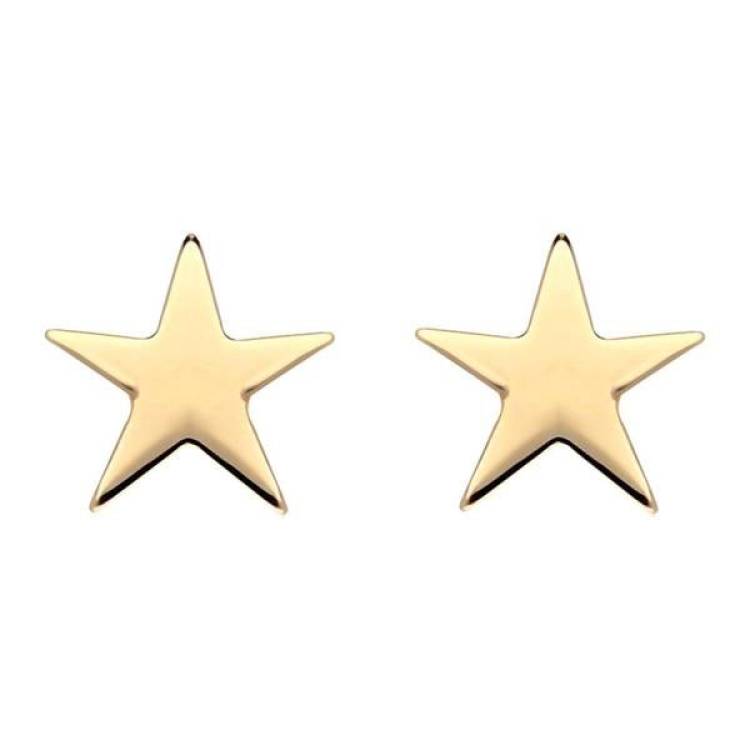 Yellow Gold Plated Sterling Silver Star Stud Earrings