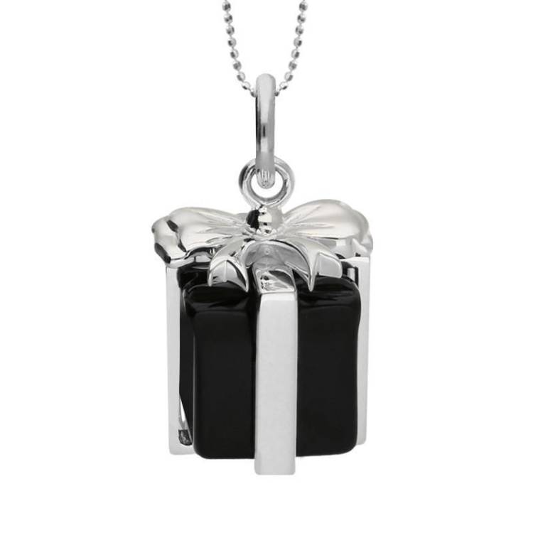 Sterling Silver Black Onyx Christmas Present Necklace - Option1 Value Silver