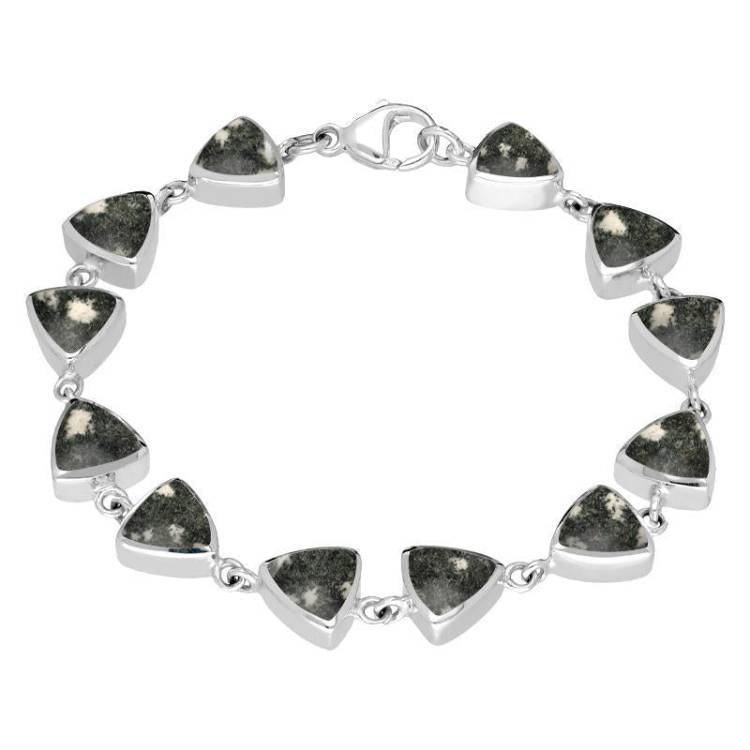 Sterling Silver Preseli Bluestone Curved Triangle Bracelet