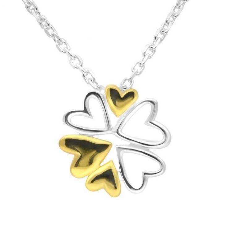 Yellow Gold Sterling Silver Plated Heart Snowflake Necklace - Option1 Value Yellow Gold