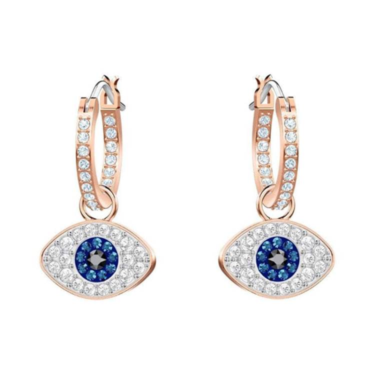 Swarovski Evil Eye Multi Coloured Hoop Earrings - Silver