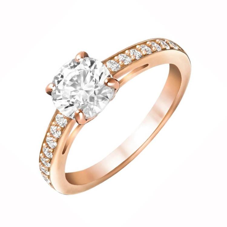 Swarovski Rose Gold White Crystal Attract Round Ring - Size 60 - Silver