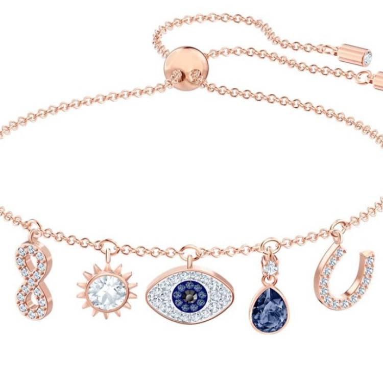 Swarovski Symbolic Rose Gold Tone Infinity Evil Eye Horseshoe Bracelet