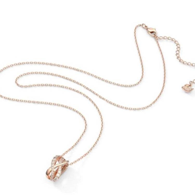 Swarovski Twist White Crystal Rose Gold Tone Plated Necklace