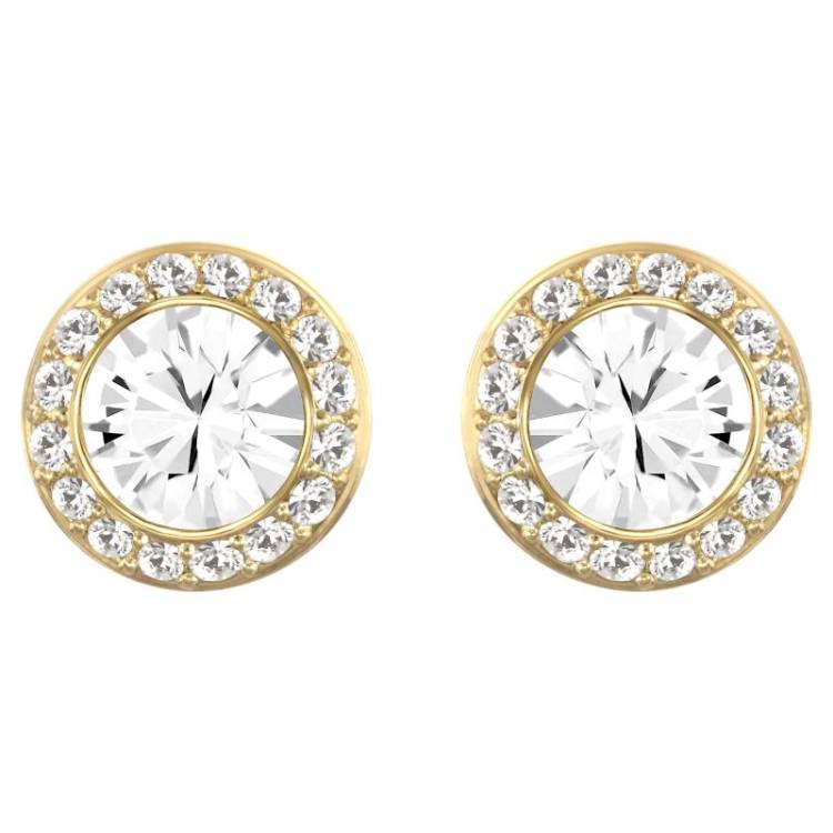 Swarovski Angelic White Yellow Gold Plated Stud Earrings