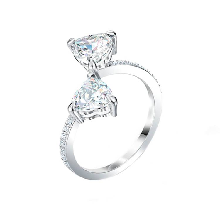 Swarovski Attract Soul Heart Crystal White Rhodium Plated Ring - 55