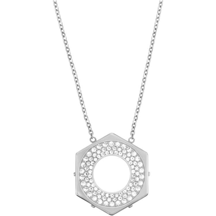 Swarovski Rhodium White Crystal Bolt Necklace D - Rhodium