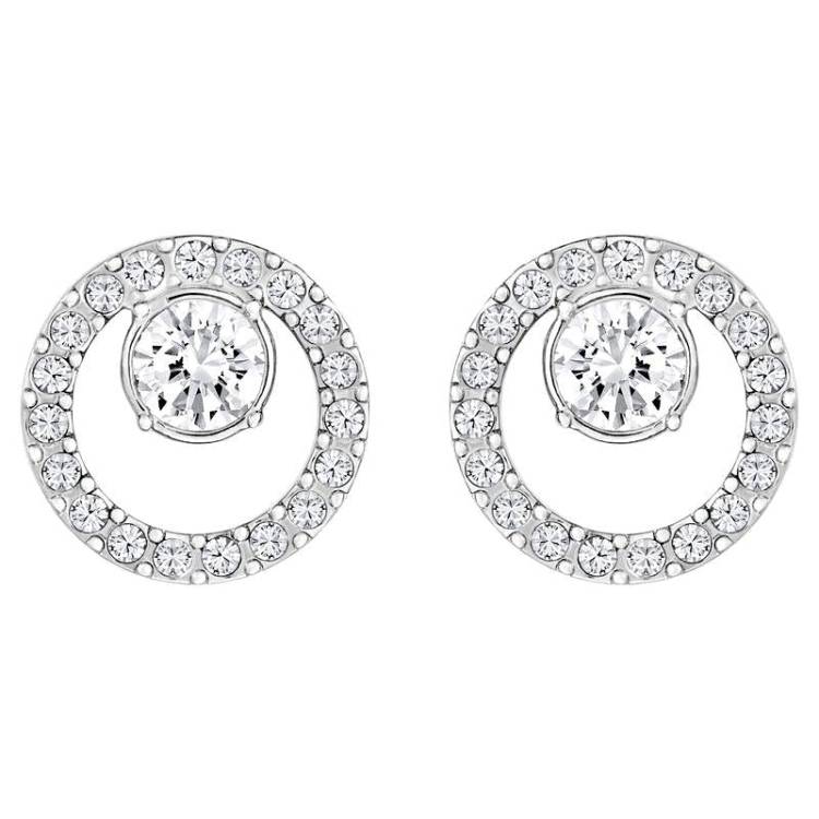 Swarovski Creativity Circle White Rhodium Plated Earrings - Silver