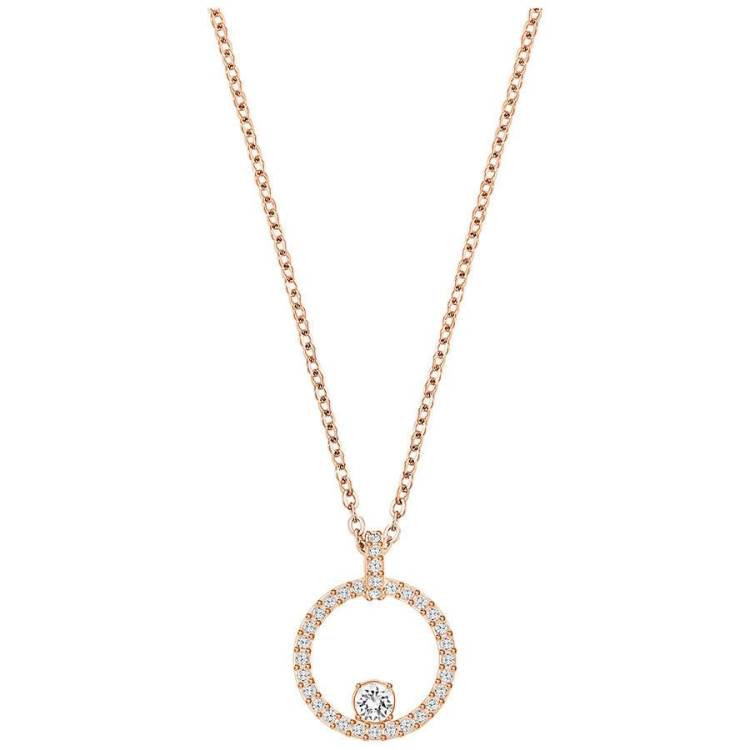 Swarovski Creativity Rose Gold Plated Clear Crystal Circular Pendant - Silver