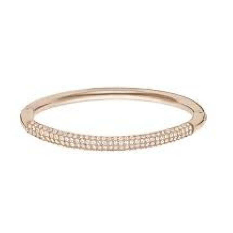 Swarovski Rose Gold White Crystal Stone Mini Bangle Large - Rose Gold