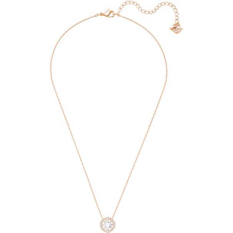 Swarovski Sparkling Dance Round White and Rose Gold Plated Necklace