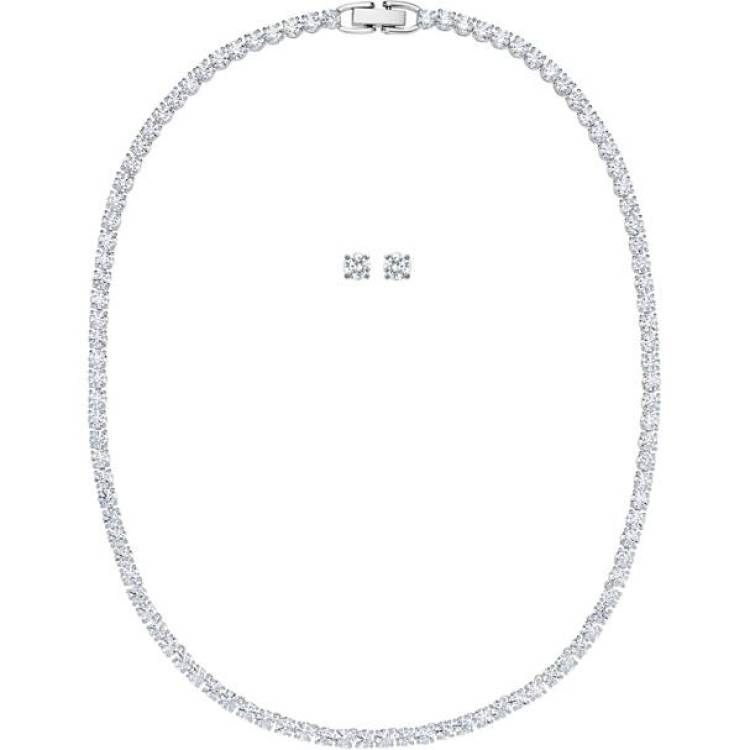 Swarovski Tennis Deluxe White Crystal Necklace and Earrings Set