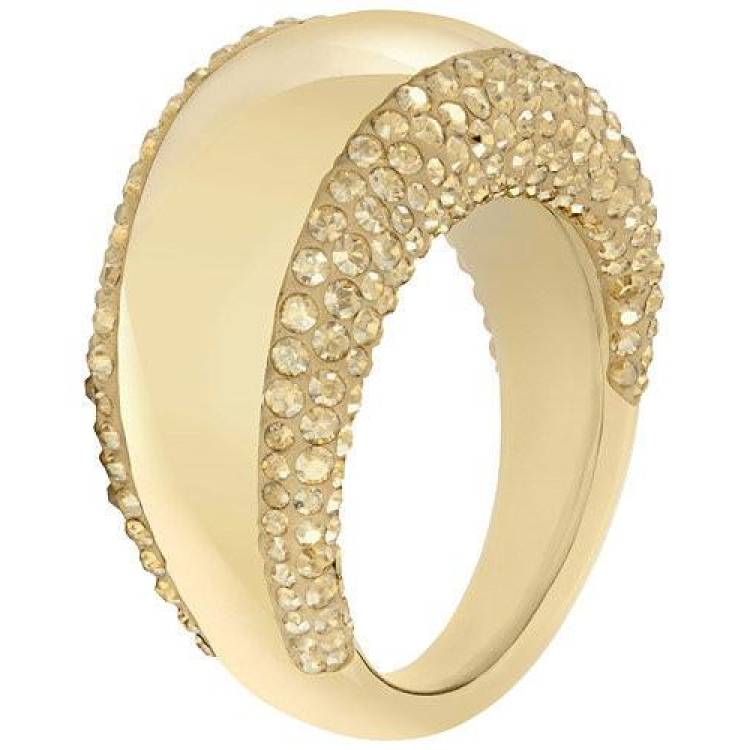 Swarovski Yellow Gold Golden Crystal Pebble Ring Size 55 D - Yellow Gold