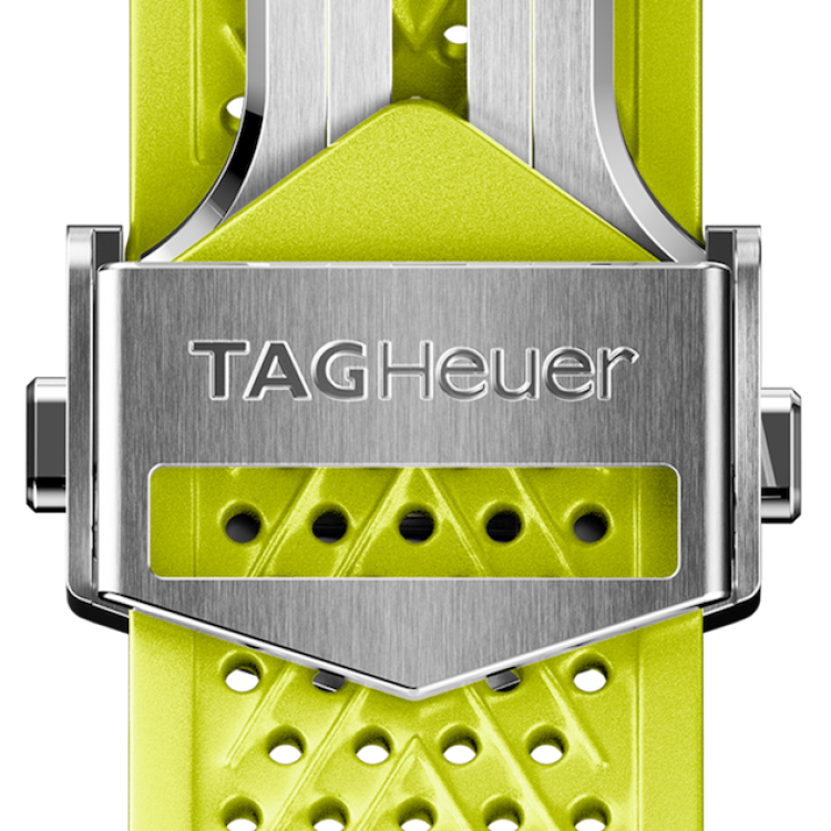 TAG Heuer Strap Connected 45mm Rubber Lime Yellow Folding Buckle BT6267 - Yellow