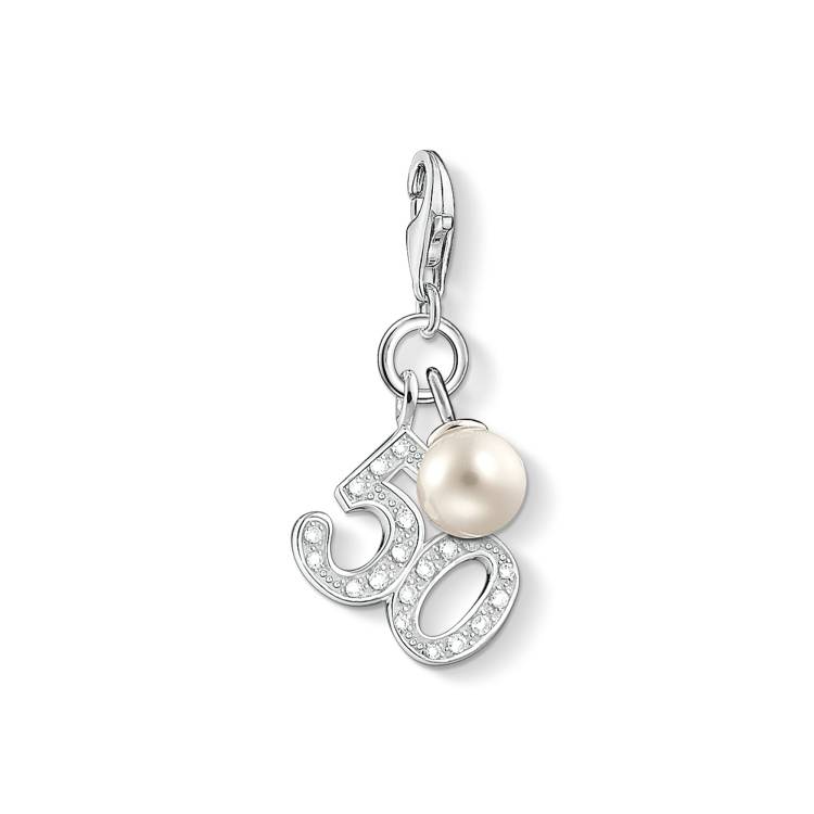 Thomas Sabo Charm Club Sterling Silver Zirconia Pearl 50 Charm - Silver