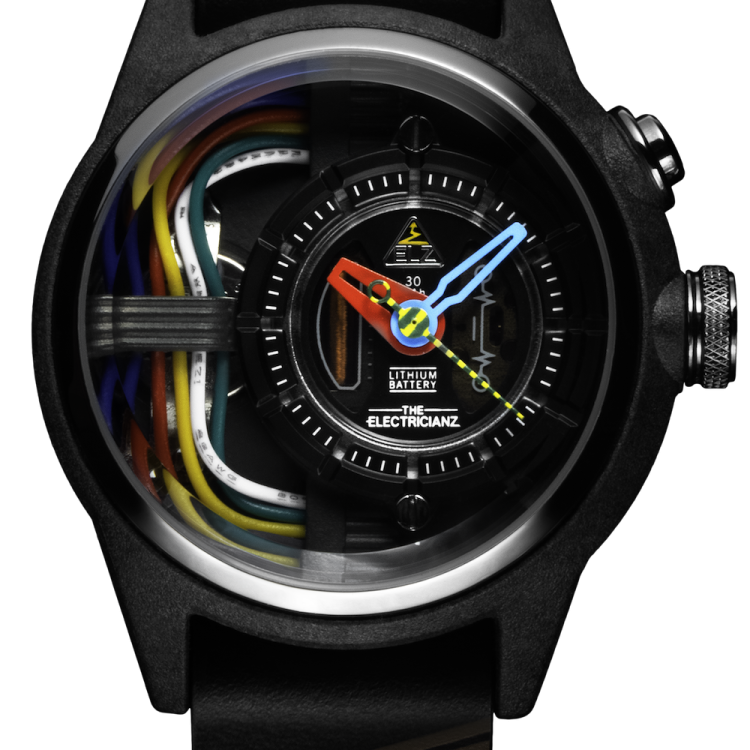 Electricianz Watch Nylon Carbon Z Nato 42mm Black Leather - Black