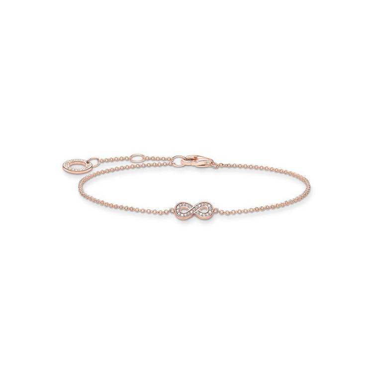 Thomas Sabo Charm Club Rose Gold Plated Cubic Zirconia Infinity Bracelet - Silver