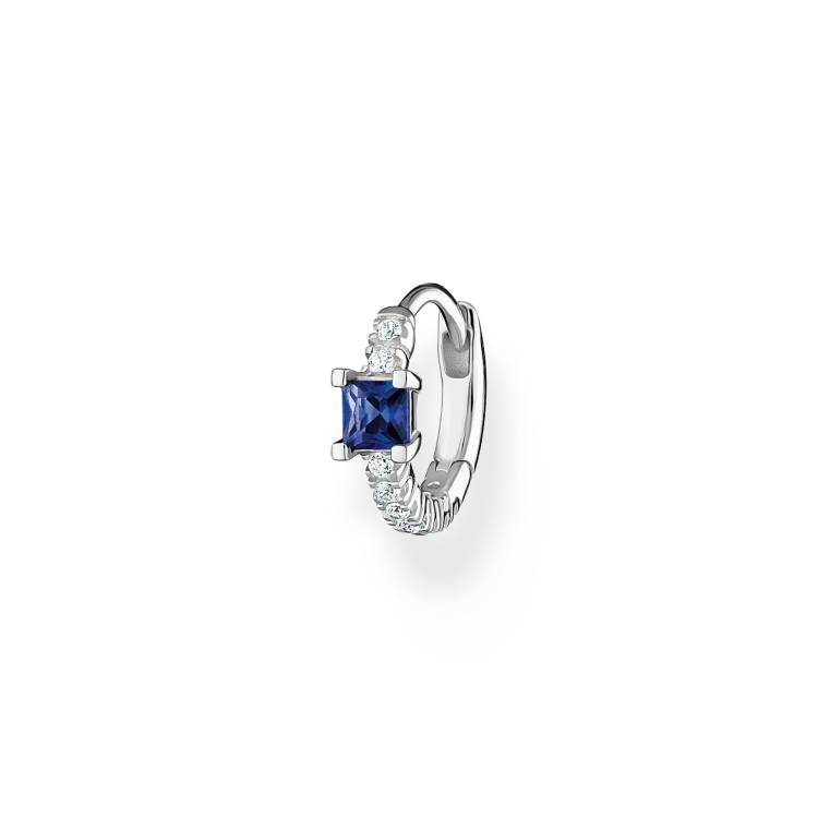 Thomas Sabo Charm Club Sterling Silver Blue Stone Hoop Earring - Silver
