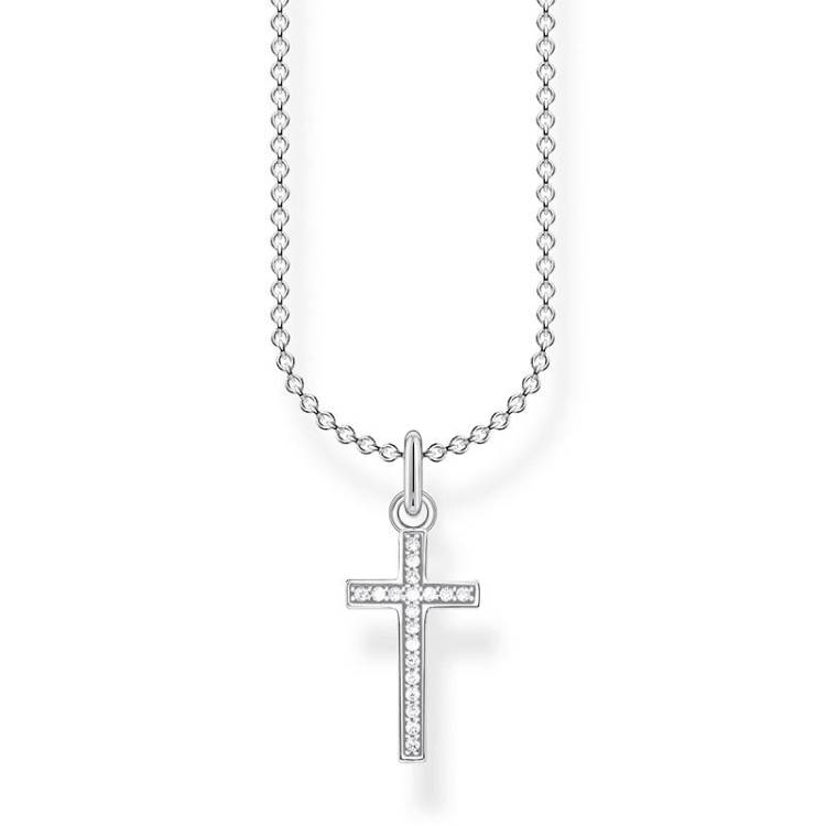 Thomas Sabo Charm Club Sterling Silver Cross Pave Necklace