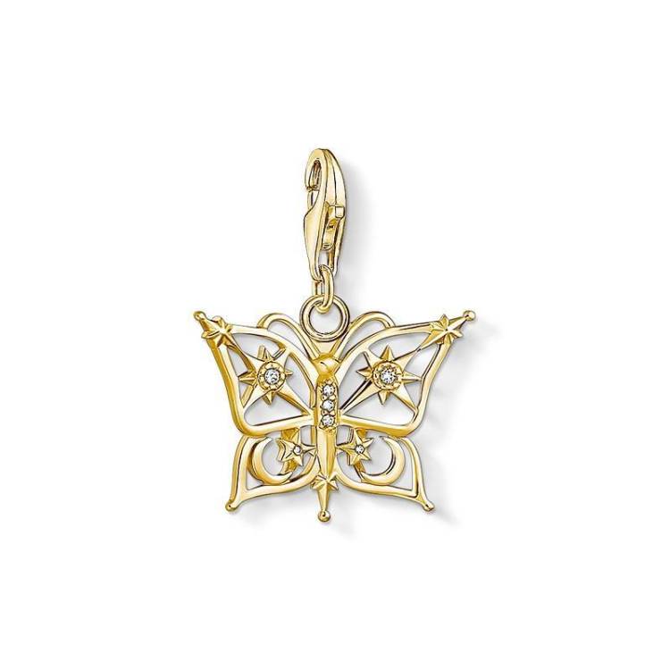 Thomas Sabo Charm Club Sterling Silver Gold Plated Star Moon Butterfly Charm
