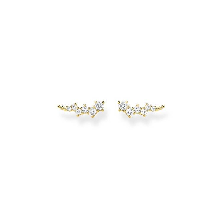 Thomas Sabo Charm Club Sterling Silver Gold Plated White Stones Ear Climber Earrings