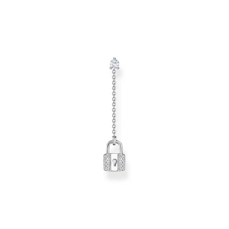 Thomas Sabo Charm Club Sterling Silver Lock Single Drop Earring - Silver