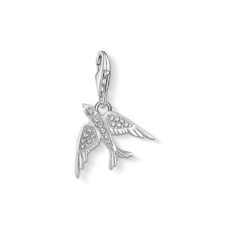 Thomas Sabo Charm Club Sterling Silver White Stone Bird Charm