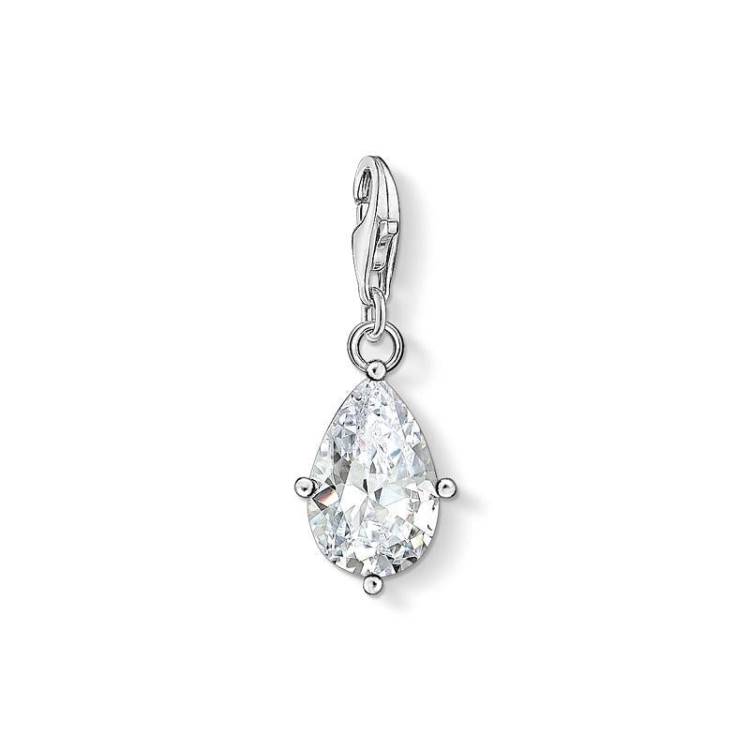 Thomas Sabo Charm Club Sterling Silver White Stone Droplet Charm Pendant