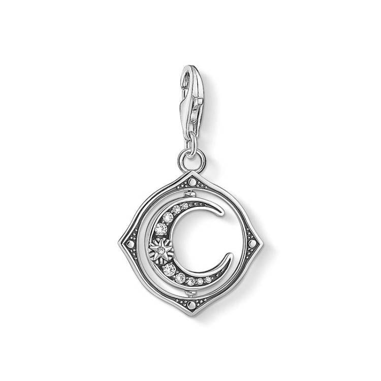 Thomas Sabo Charm Club Sterling Silver White Stone Moon Charm D