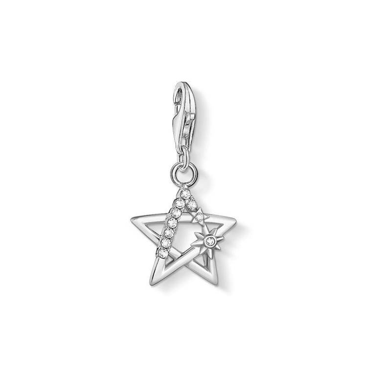 Thomas Sabo Charm Club Sterling Silver White Stone Star Charm