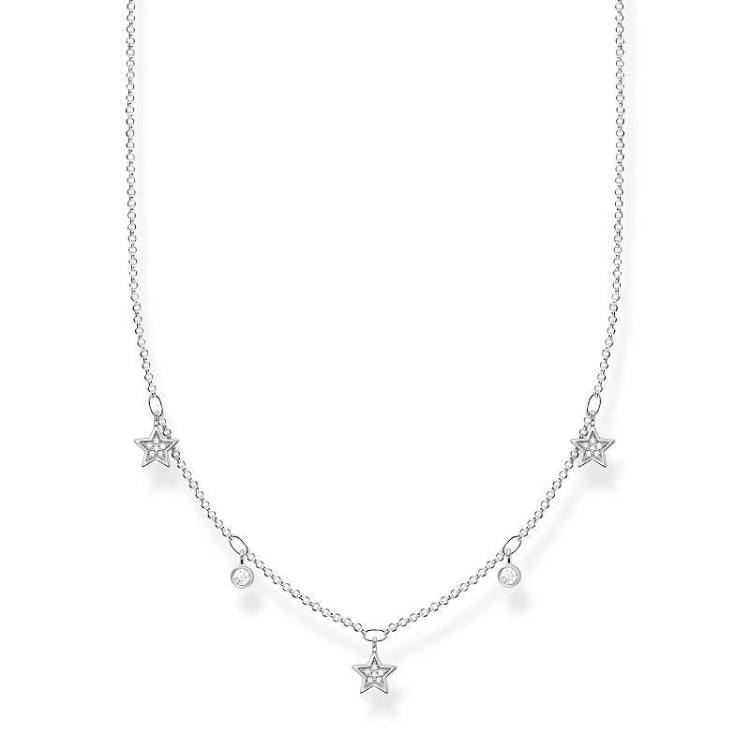 Thomas Sabo Charm Club Sterling Silver White Stones Stars Necklace