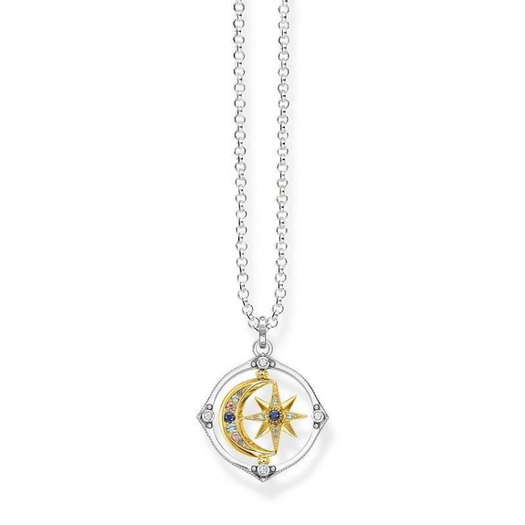 Thomas Sabo Sterling Silver Gold Plated Star Moon Necklace