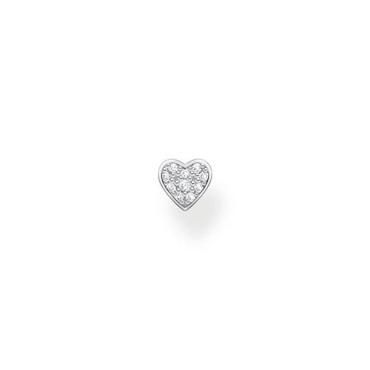 Thomas Sabo Sterling Silver Sparkling Heart Single Stud Earring - Silver