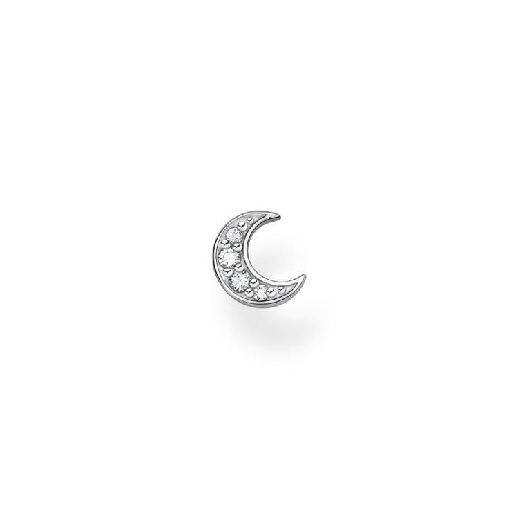 Thomas Sabo Sterling Silver Zirconia Moon Single Stud Earring - Silver