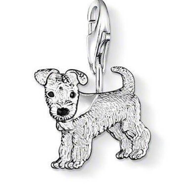 Thomas Sabo Charm Club Sterling Silver Black Enamel Dog Charm - Silver