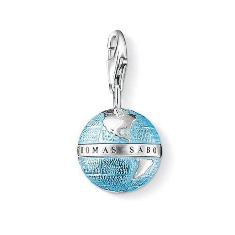 Thomas Sabo Charm Club Sterling Silver Blue Enamel Globe Charm - Silver