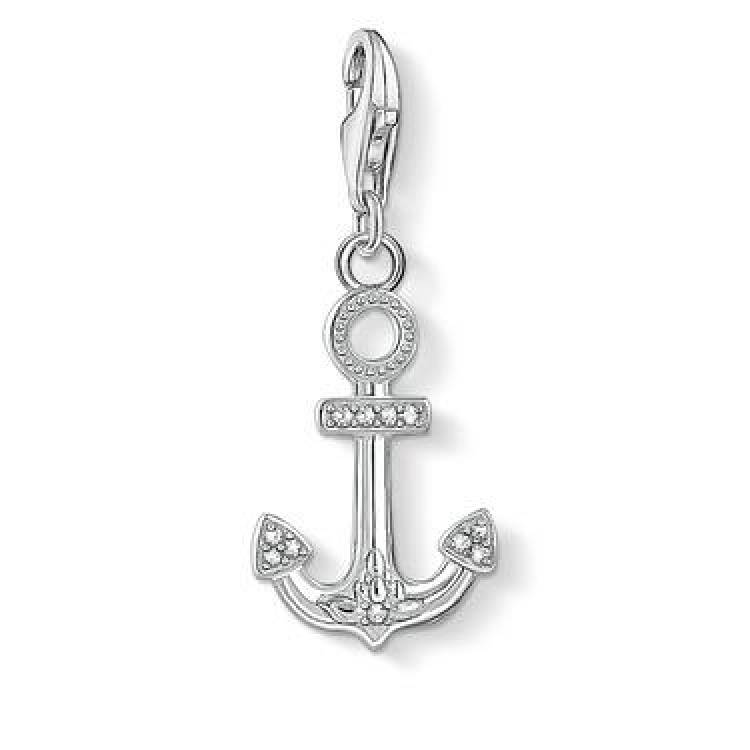 Thomas Sabo Charm Club Sterling Silver CZ Anchor Charm - Silver