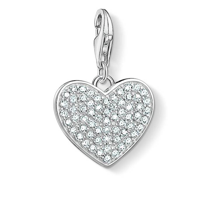 Thomas Sabo Charm Club Sterling Silver CZ Pave Heart Charm - Silver