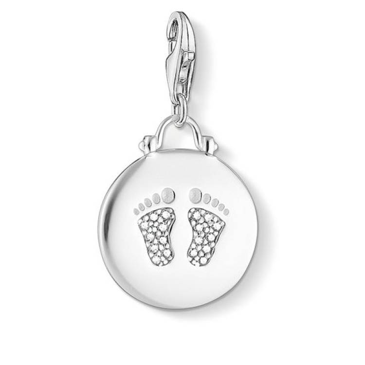 Thomas Sabo Charm Club Sterling Silver Zirconia Baby Footprint Charm - Silver