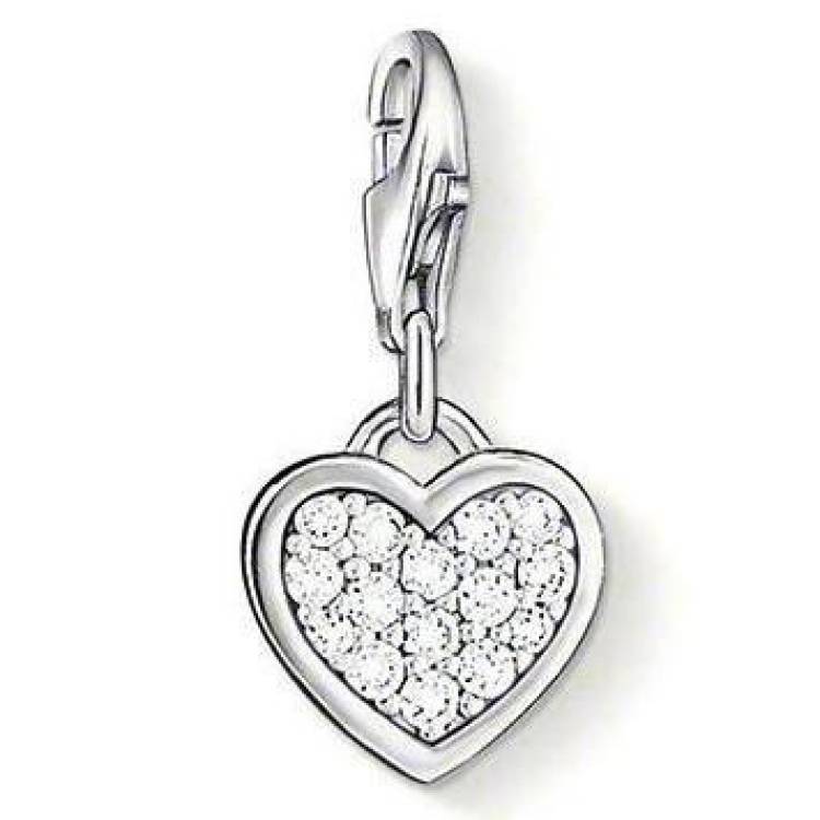 Thomas Sabo Charm Club Sterling Silver Cubic Zirconia Heart Charm - Silver