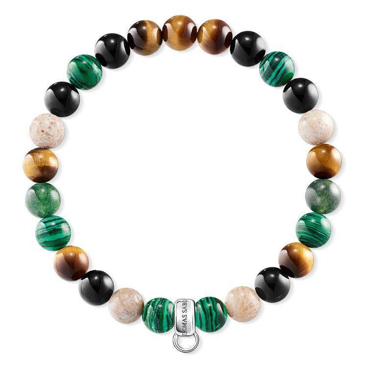 Thomas Sabo Jasper Tigers Eye Malachite Heliotrope 15.5cm Bracelet - Silver