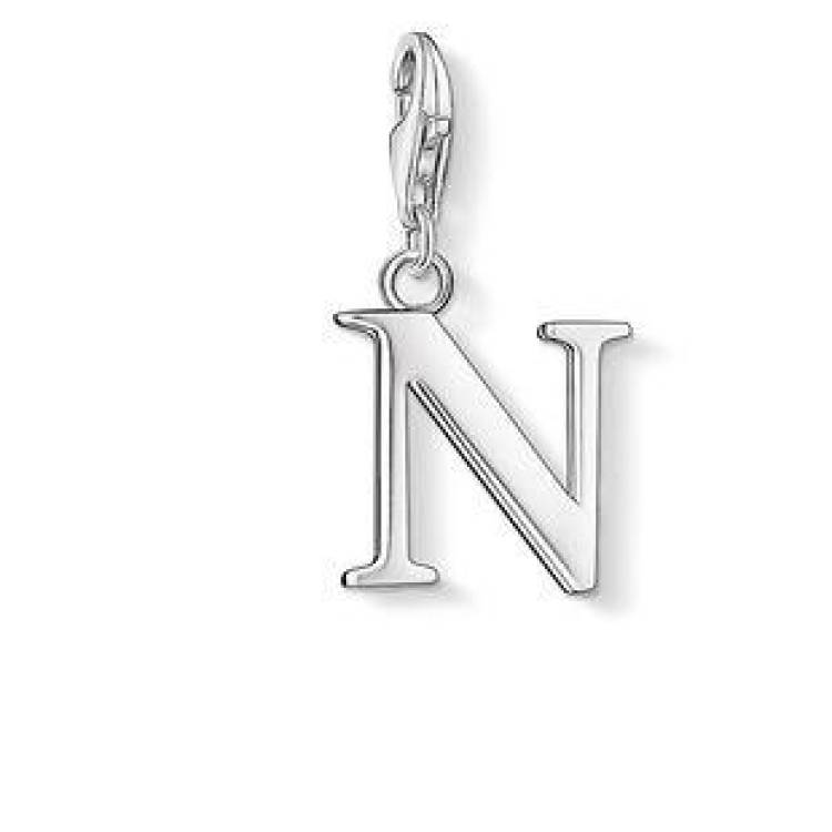 Thomas Sabo Charm Club Sterling Silver Letter N Charm - TITLE Silver
