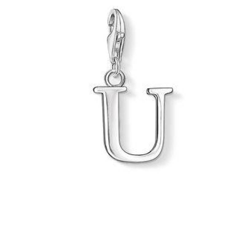 Thomas Sabo Charm Club Sterling Silver Letter U Charm - TITLE Silver