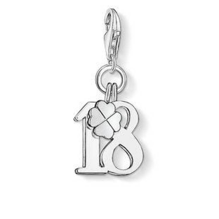 Thomas Sabo Charm Club Sterling Silver Lucky Number 18 Charm - Silver