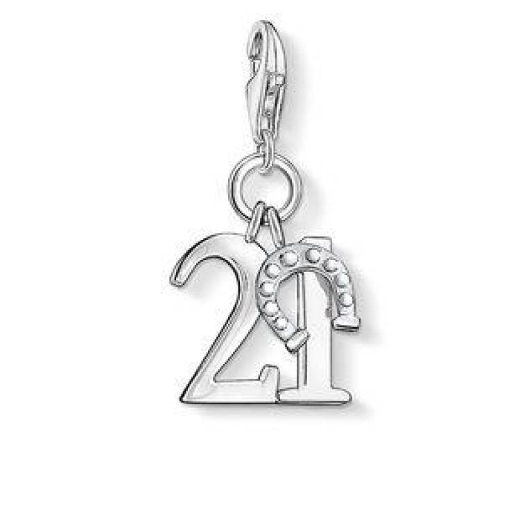 Thomas Sabo Charm Club Sterling Silver Lucky Number 21 Charm - Silver