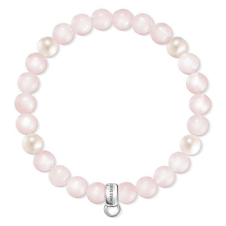 Thomas Sabo Charm Club Rose Quartz Pearl Pink Bracelet - 17.5cm