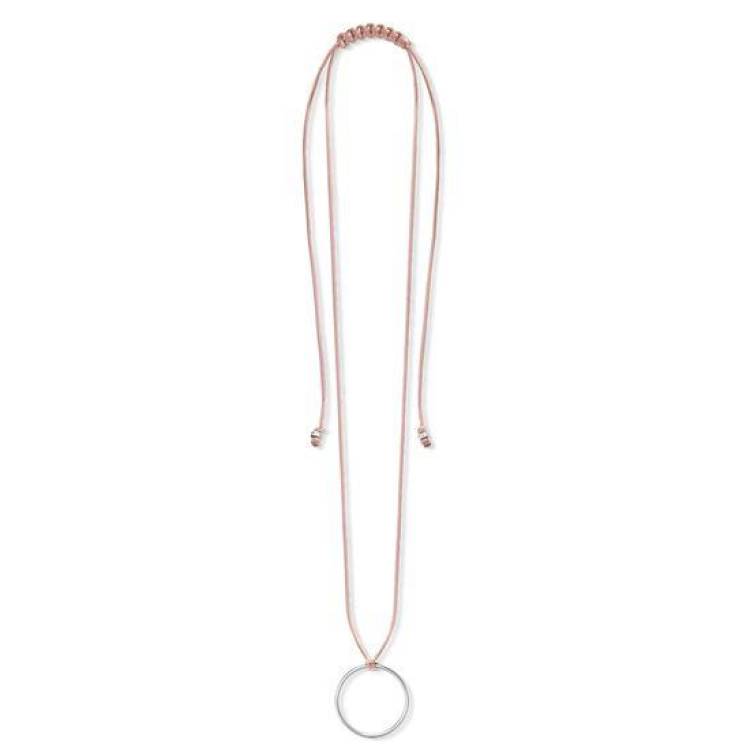 Thomas Sabo Charm Club Sterling Silver Pink Textile Necklace D - Silver