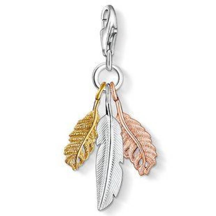 Thomas Sabo Charm Club Sterling Silver Tricolour Feathers Charm - Silver