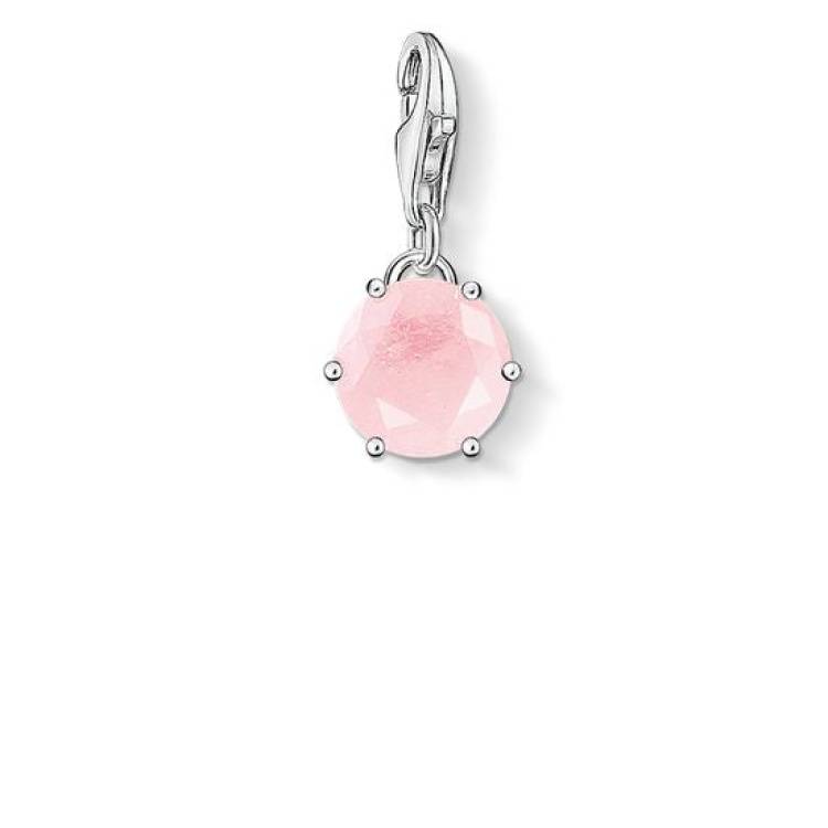 Thomas Sabo Charm Club Sterling Silver Rose Quartz October Birthstone Charm D - Silver